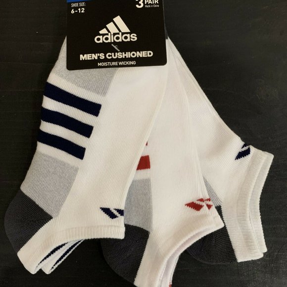 adidas Underwear & Socks Adidas Mens No Show Socks 3 Pair Large
